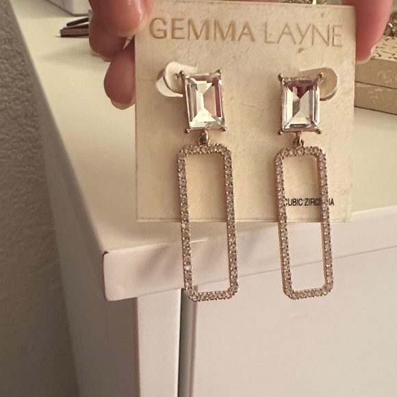 Gold and Silver Cubic Zirconia Drop Earrings - Picture 3 of 3